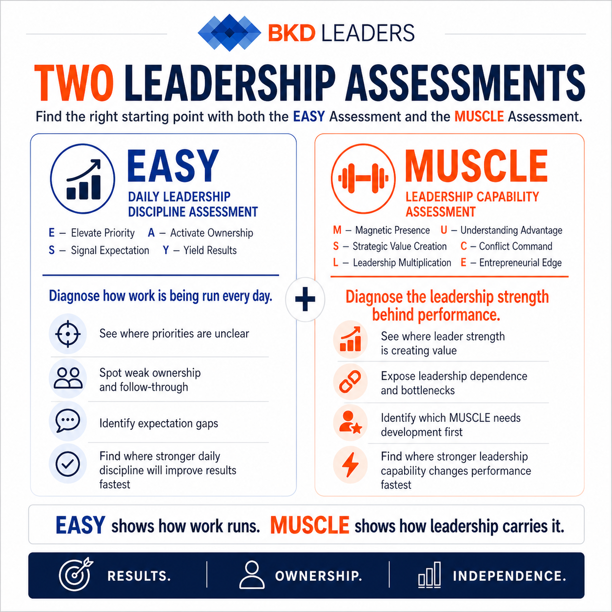 EASY and Leader MUSCLE leadership assessment reports